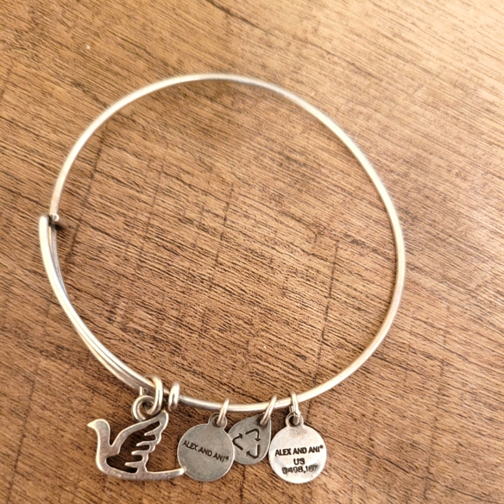 Alex and Ani Dove Bangle silver